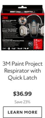 3M Paint Project Respirator with Quick Latch. $36.99. Save 23%. Learn more.